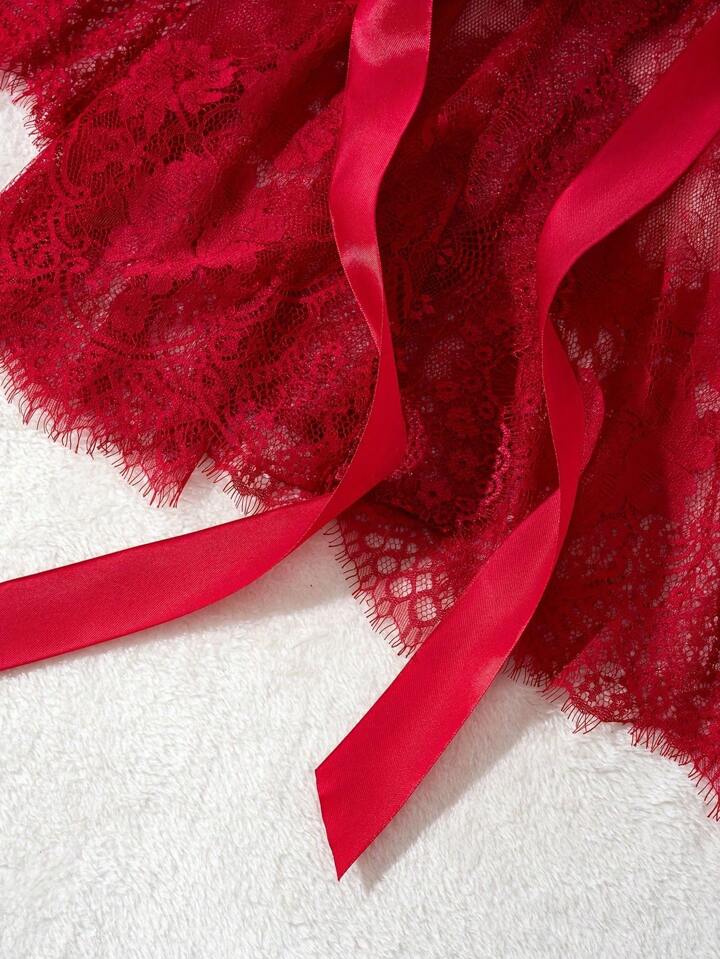 Nuisette rouge dentelle Saint-Valentin