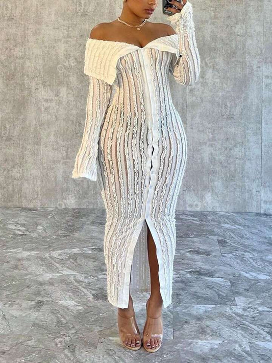 Robe en maille femme à épaules dénudées