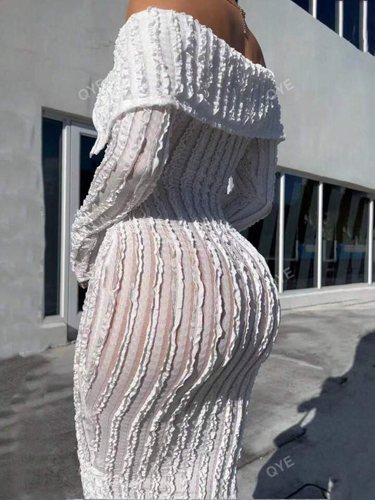 Robe en maille femme à épaules dénudées