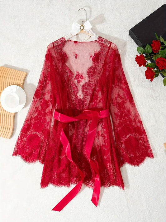 Nuisette rouge dentelle Saint-Valentin