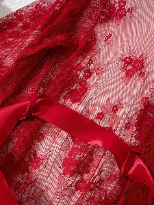 Nuisette rouge dentelle Saint-Valentin