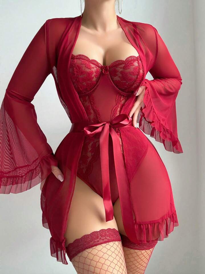 Ensemble 5 pièces avec body fendu et accessoires